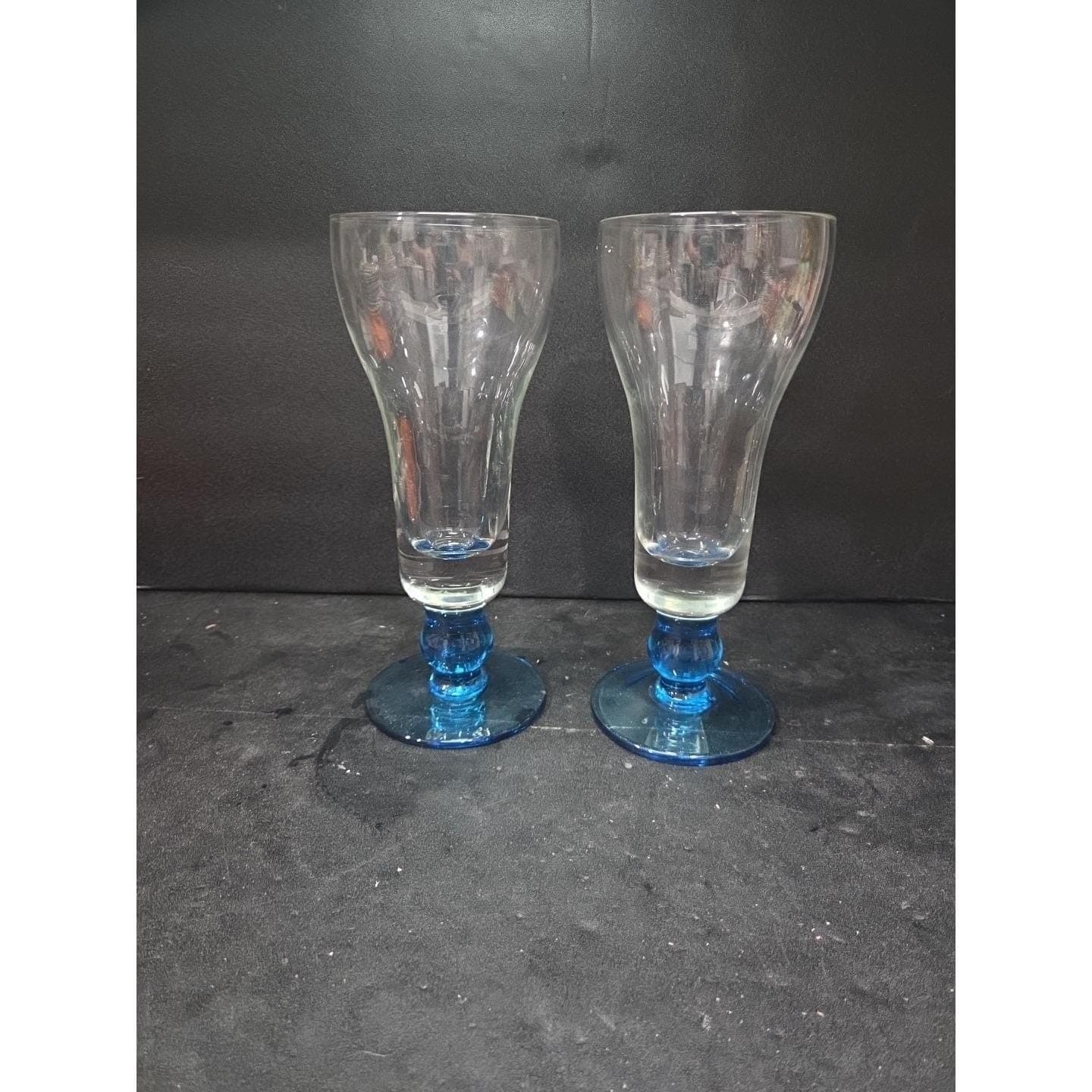 Sapphire Blue Tulip Sundae Parfait Glasses, Set of 2, MCM Glassware for Desserts - Thumbnail 2