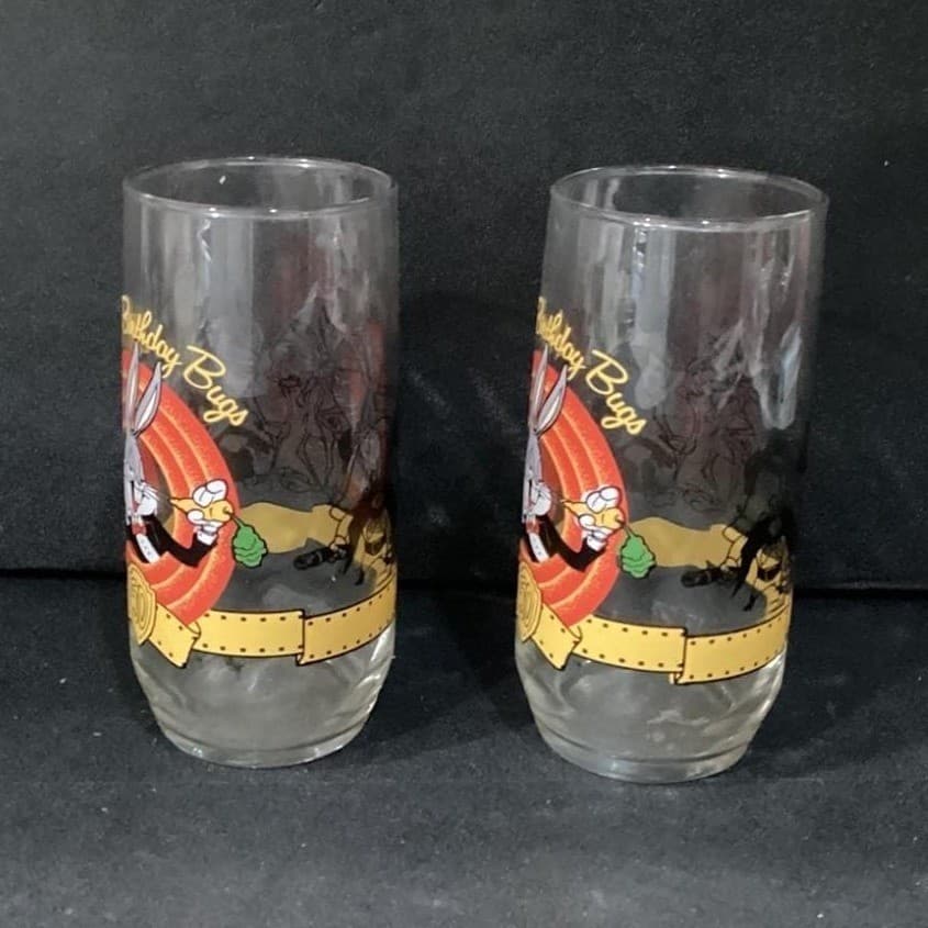 Vintage Warner Bros Happy Birthday Bugs Bunny 50th Anniversary Glasses Set of 2 - Thumbnail 11