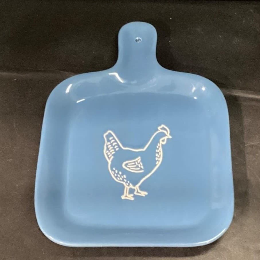 Ankyo Blue Ceramic CHICKEN Serving Platter 7 1/4 x 10 - Thumbnail 3