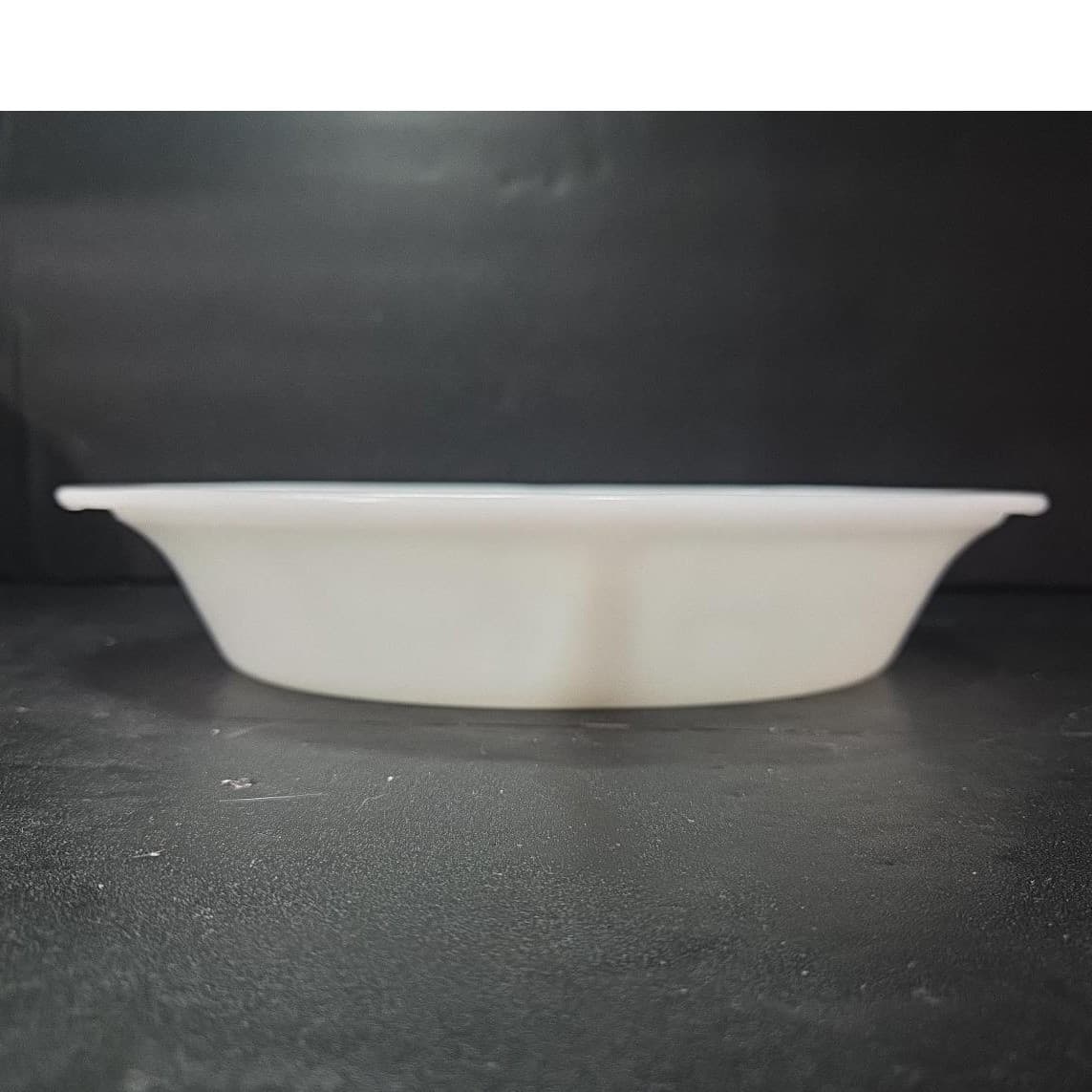 Glasbake Oval Divided Bake Dish J-239, White Milk Glass Replacement Kitchenware - Thumbnail 2