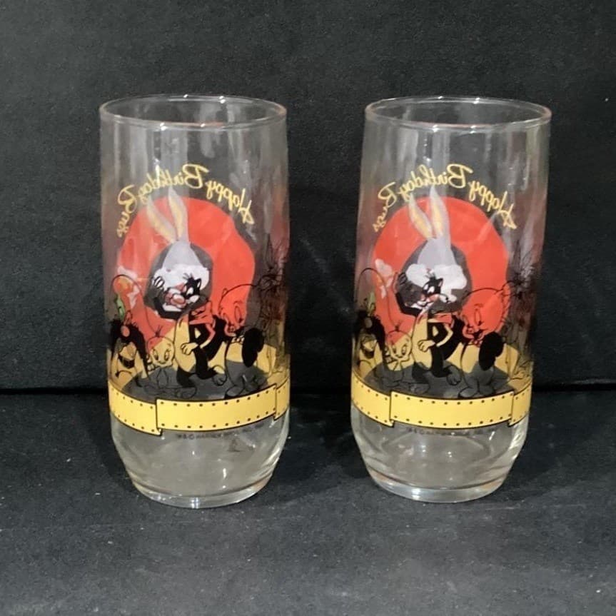 Vintage Warner Bros Happy Birthday Bugs Bunny 50th Anniversary Glasses Set of 2 - Thumbnail 10