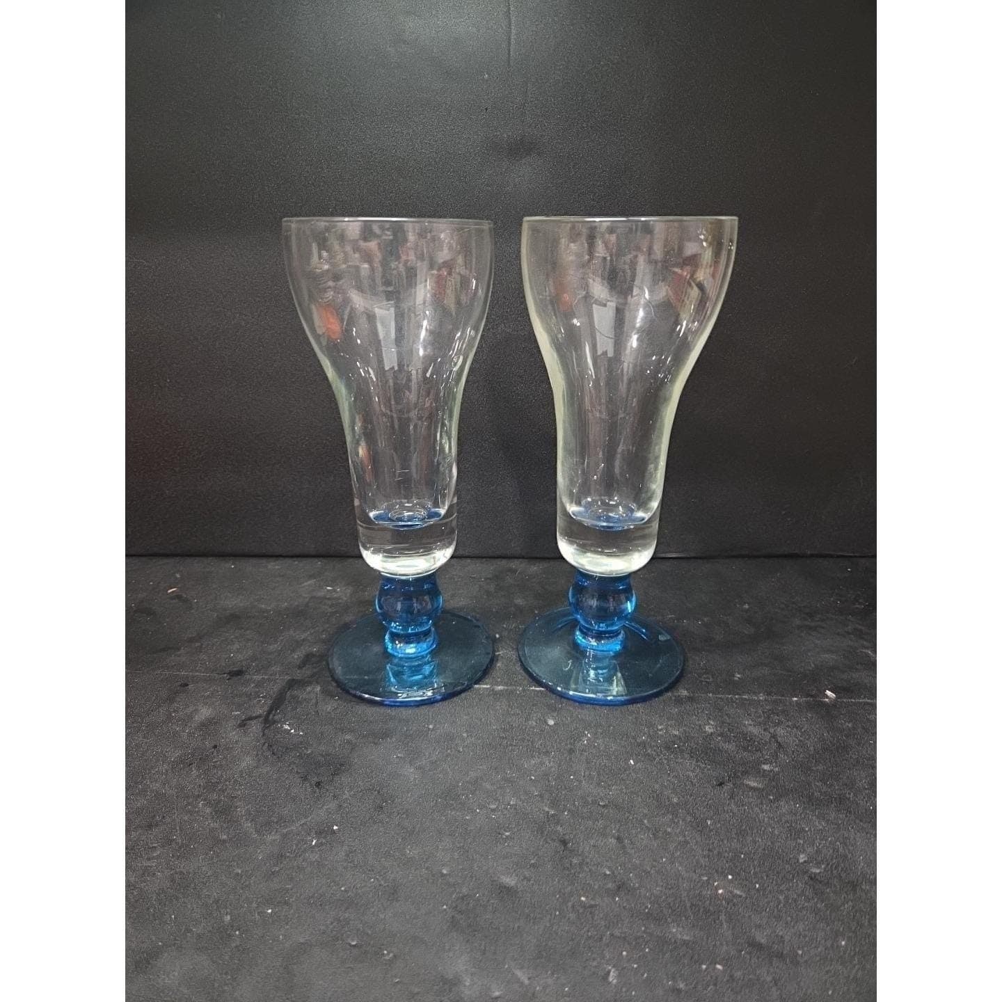Sapphire Blue Tulip Sundae Parfait Glasses, Set of 2, MCM Glassware for Desserts - Thumbnail 4