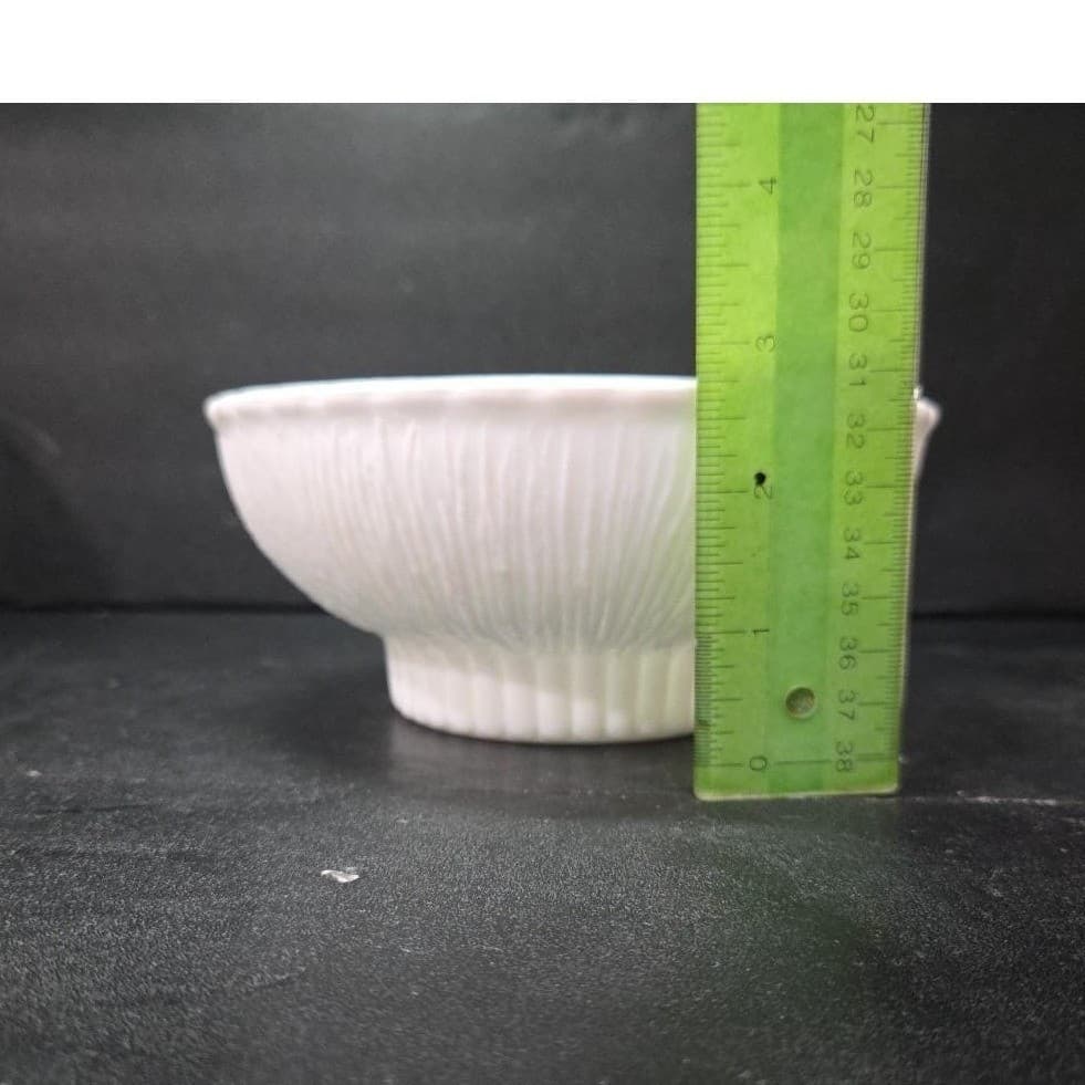 FTD Milk Glass Footed Serving Bowl, Tree Bark Design, Vintage Flower Planter - Thumbnail 8