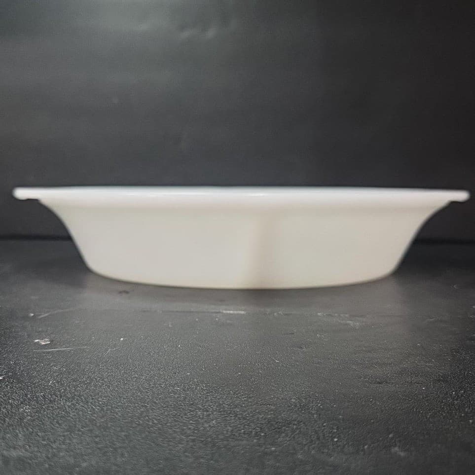 Glasbake Oval Divided Bake Dish J-239, White Milk Glass Replacement Kitchenware - Thumbnail 4