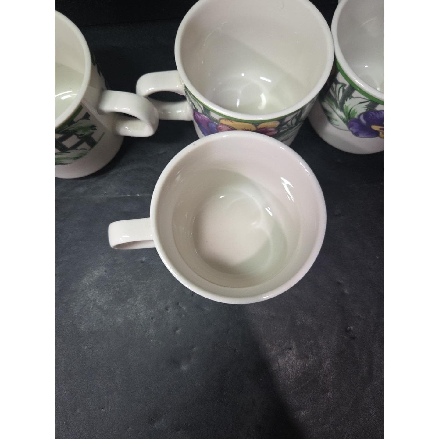 Gibson Pansy Coffee Cups, Set of 4, Vintage Floral Mugs, Cottagecore Tableware - Thumbnail 6