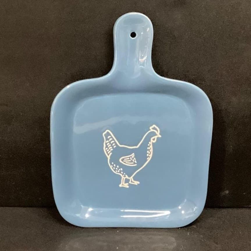 Ankyo Blue Ceramic CHICKEN Serving Platter 7 1/4 x 10 - Thumbnail 2