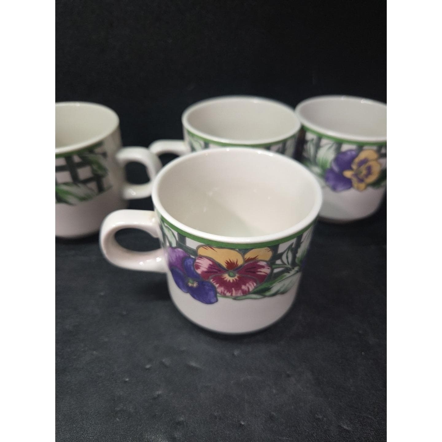 Gibson Pansy Coffee Cups, Set of 4, Vintage Floral Mugs, Cottagecore Tableware - Thumbnail 5