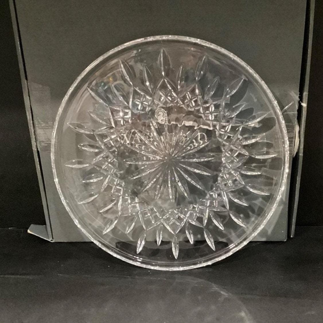 Vintage Waterford Cut Crystal Lismore 12 inch Cake Plate Signed Sunflower w/Box - Thumbnail 5
