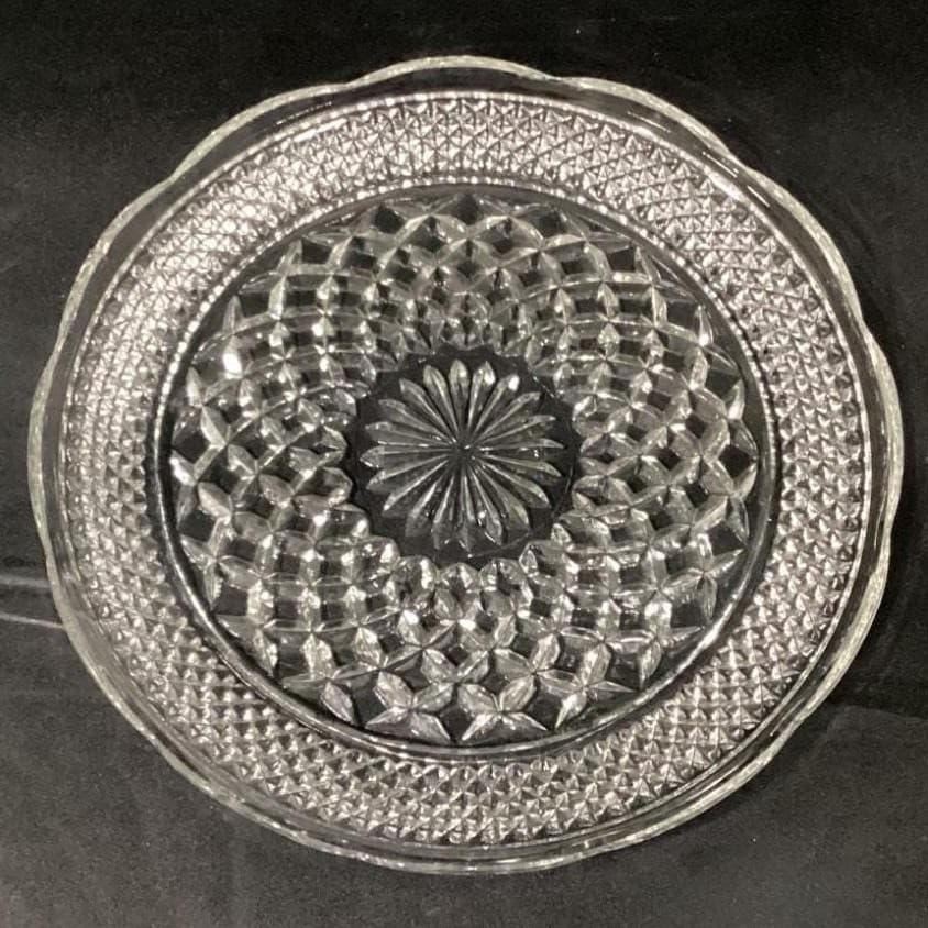 Vintage Anchor Hocking Serving Plate Platter Wexford Clear Glass Diamond Design - Thumbnail 5