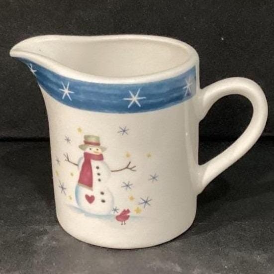 Holiday Home Stoneware Creamer/Sugar Bowl & Lid Snowman Christmas - Thumbnail 10