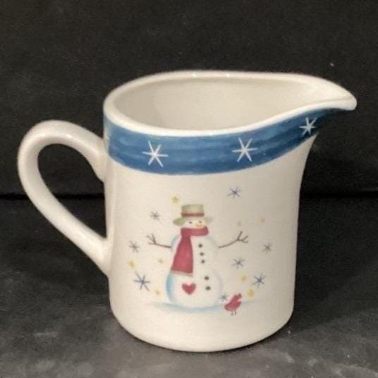 Holiday Home Stoneware Creamer/Sugar Bowl & Lid Snowman Christmas - Thumbnail 12