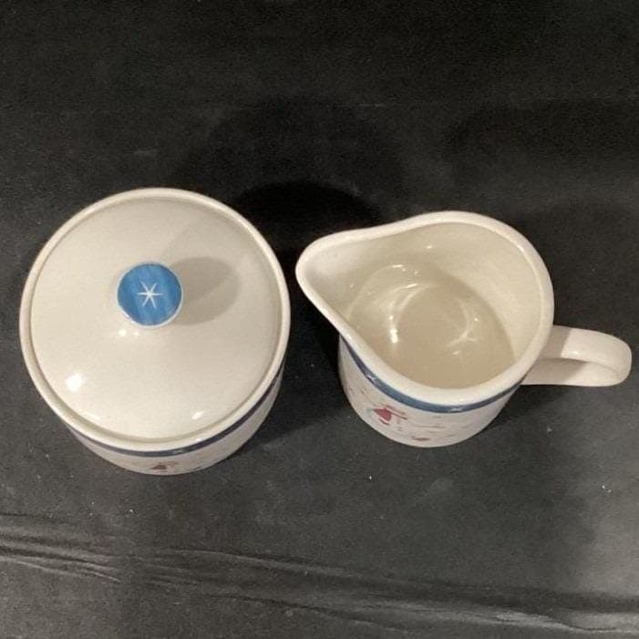Holiday Home Stoneware Creamer/Sugar Bowl & Lid Snowman Christmas - Thumbnail 8
