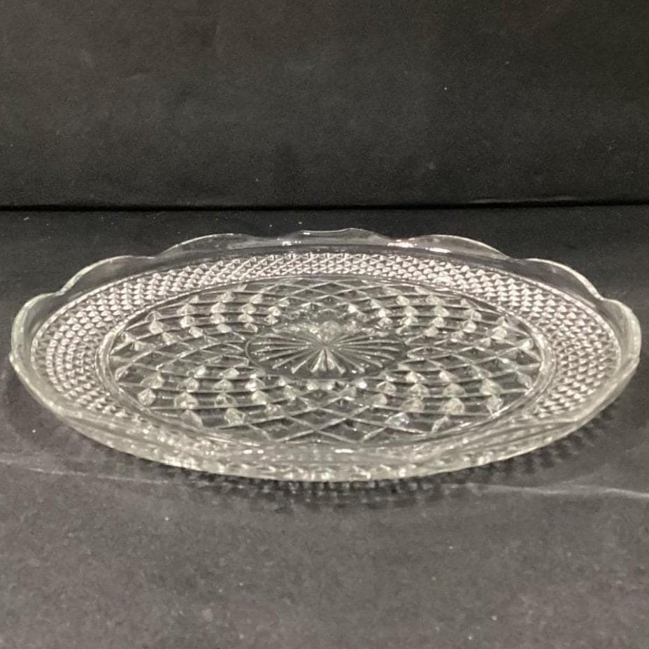 Vintage Anchor Hocking Serving Plate Platter Wexford Clear Glass Diamond Design - Thumbnail 8