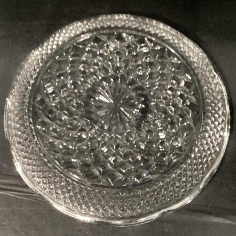 Vintage Anchor Hocking Serving Plate Platter Wexford Clear Glass Diamond Design - Thumbnail 3