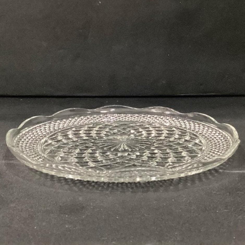 Vintage Anchor Hocking Serving Plate Platter Wexford Clear Glass Diamond Design - Thumbnail 6