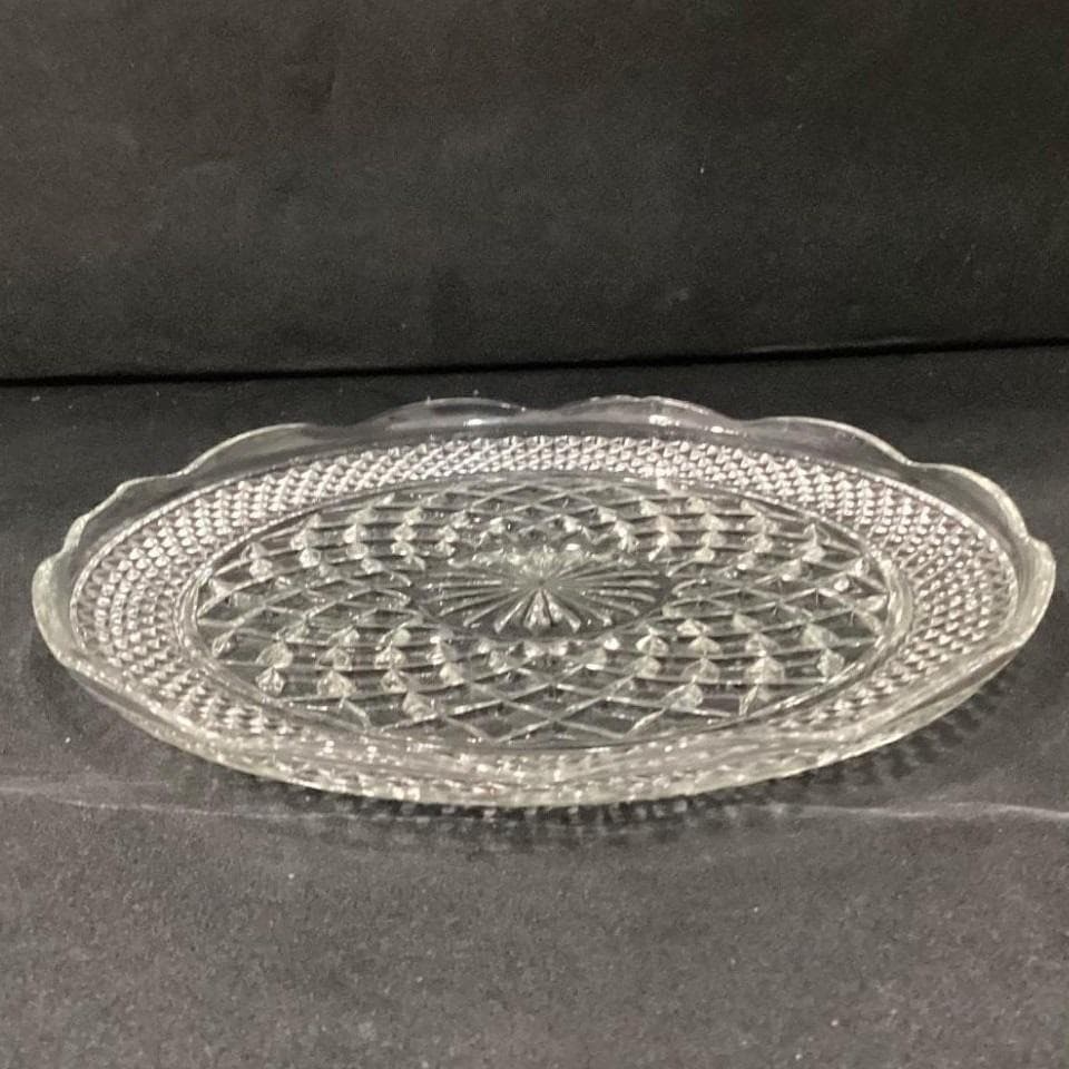 Vintage Anchor Hocking Serving Plate Platter Wexford Clear Glass Diamond Design - Thumbnail 9