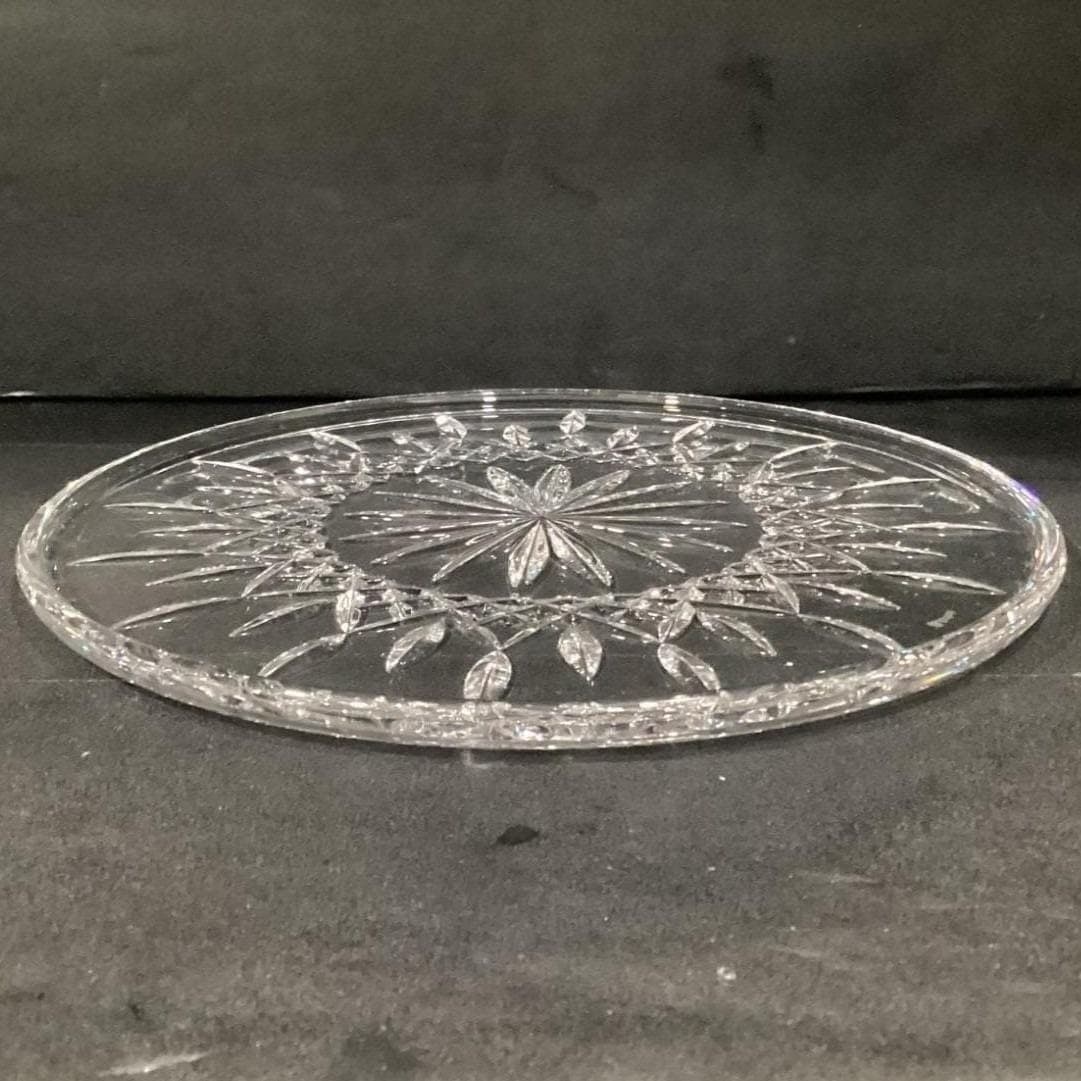 Vintage Waterford Cut Crystal Lismore 12 inch Cake Plate Signed Sunflower w/Box - Thumbnail 11