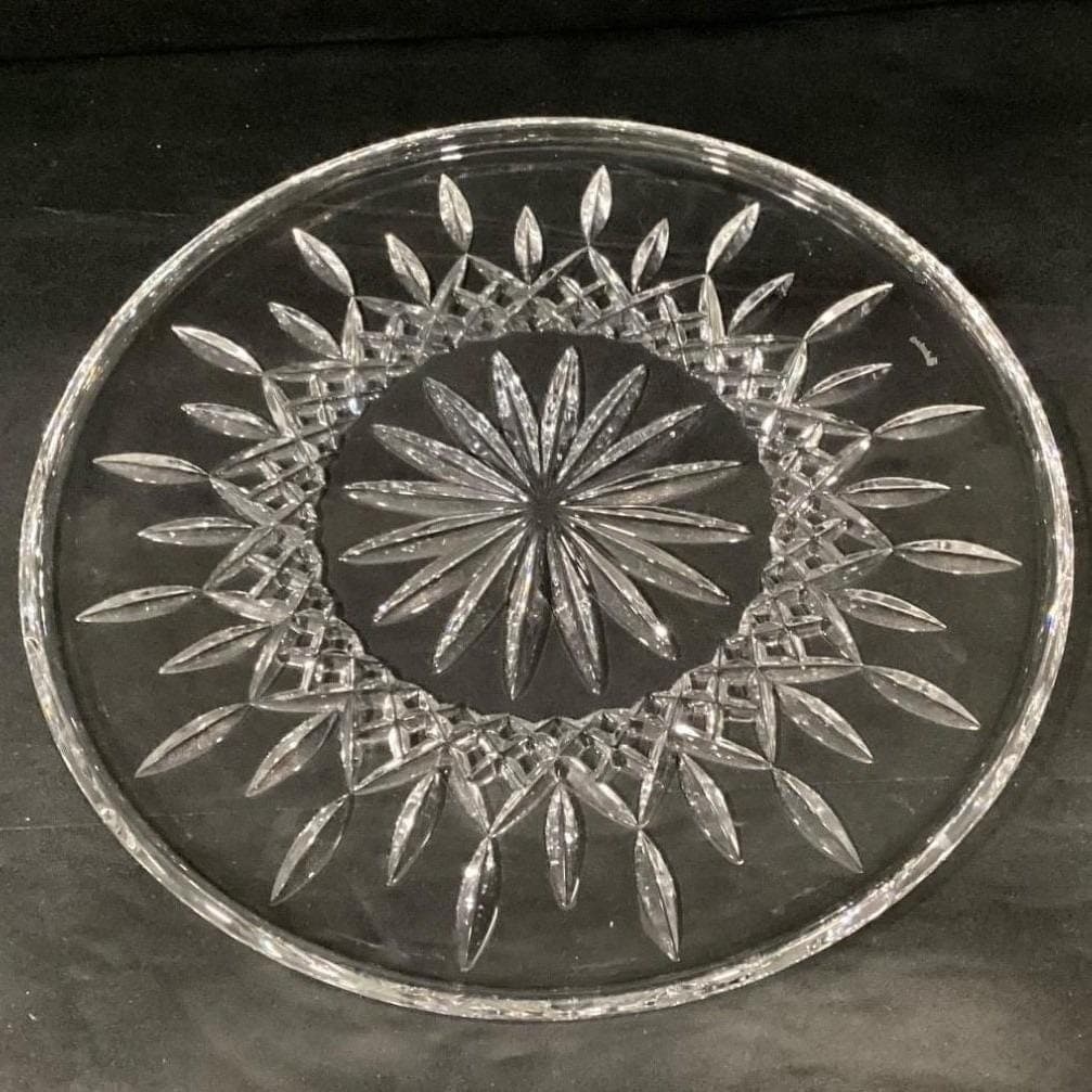 Vintage Waterford Cut Crystal Lismore 12 inch Cake Plate Signed Sunflower w/Box - Thumbnail 6