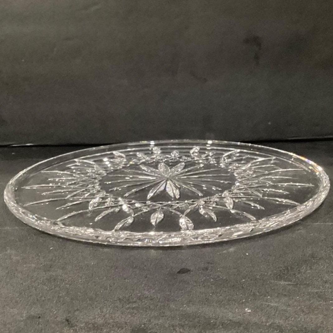 Vintage Waterford Cut Crystal Lismore 12 inch Cake Plate Signed Sunflower w/Box - Thumbnail 10