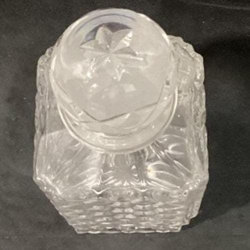 Heavy Crystal Square Decanter Diamond Faceted W/Stopper Vintage - Thumbnail 6