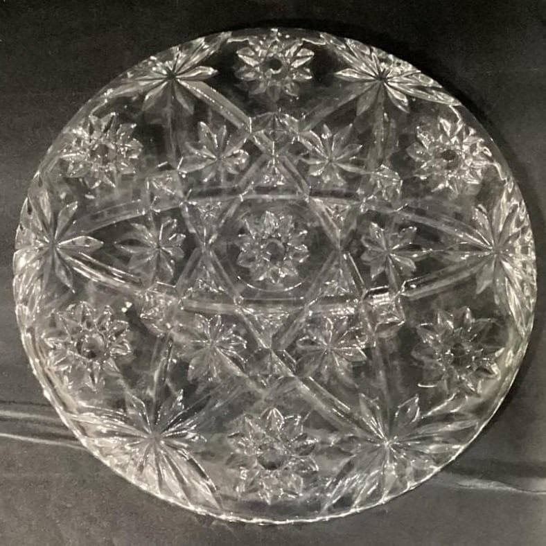 Anchor Hocking Vintage Star of David Glass Serving Platter Cake Plate 13.5" - Thumbnail 3
