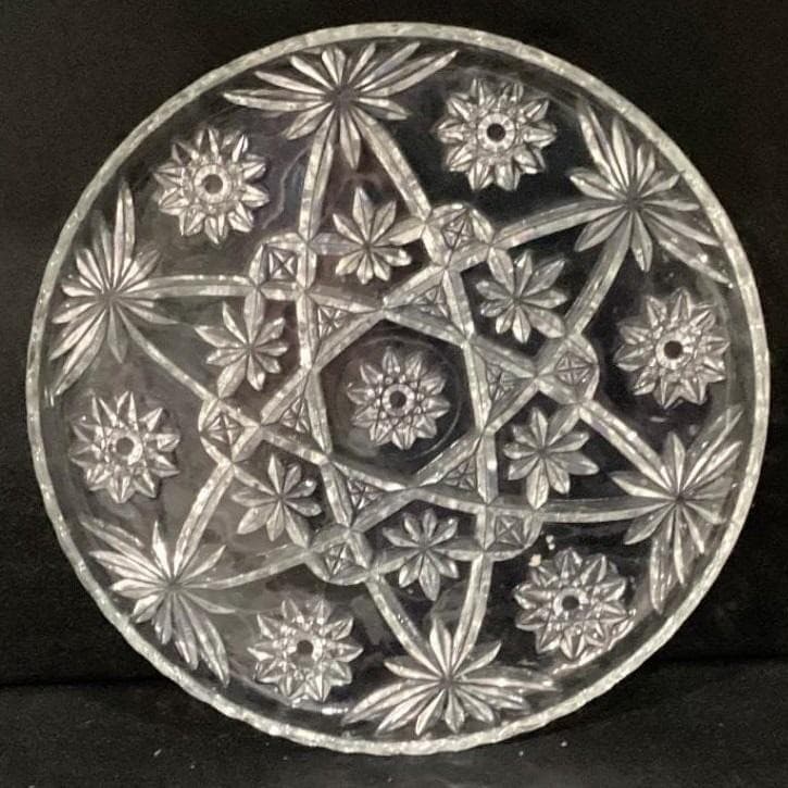 Anchor Hocking Vintage Star of David Glass Serving Platter Cake Plate 13.5" - Thumbnail 4