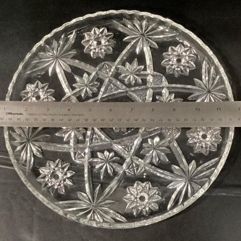 Anchor Hocking Vintage Star of David Glass Serving Platter Cake Plate 13.5" - Thumbnail 2