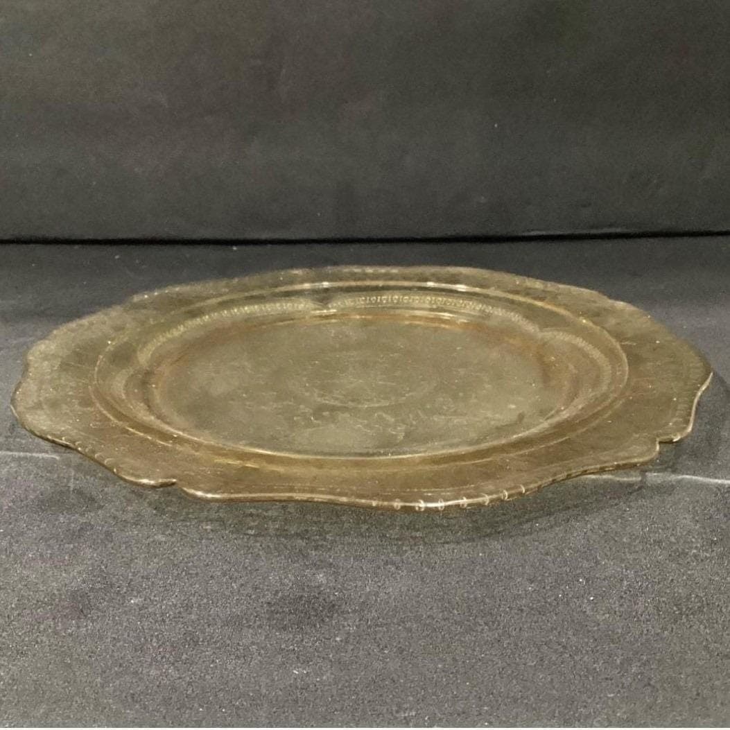 Vintage Yellow Clear Carnival Glass Plate 11" 1960's - Thumbnail 7