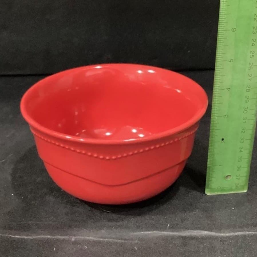 10 Strawberry Street Red Cereal Bowls, Set of 2, Embossed Beaded Edge Dinnerware - Thumbnail 8