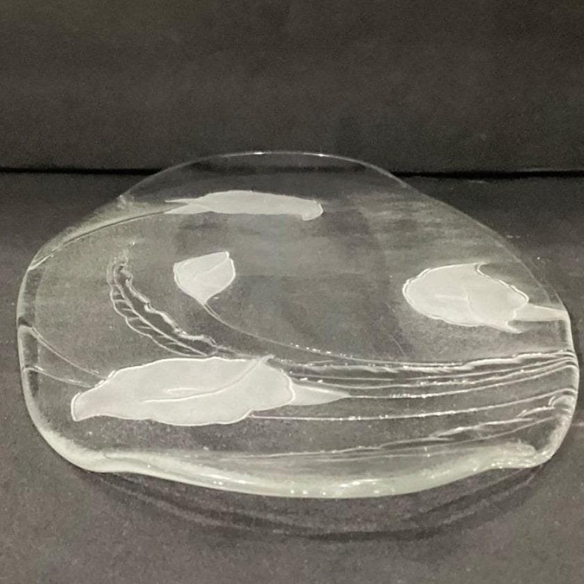 Vintage Smith Glass Handmade Tray Platter Frosted Cala Lily - Thumbnail 8