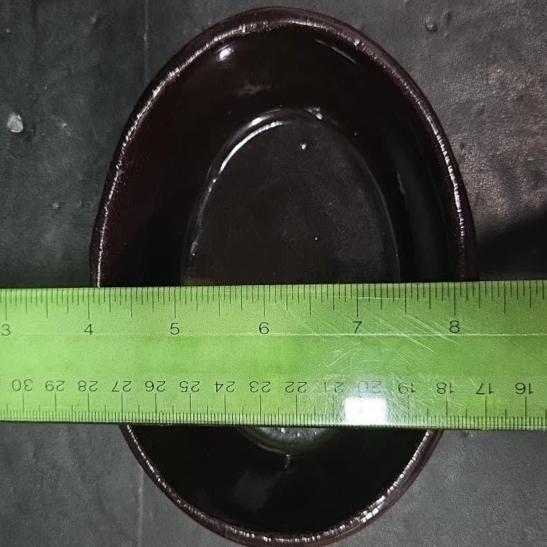 Ceramic Brown Artisan Pottery Oval Bowl, Vintage Handmade Rustic Trinket Dish - Thumbnail 10