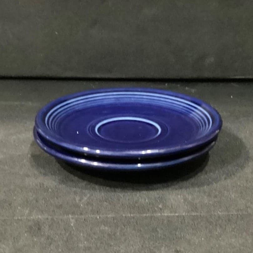 Fiesta Homer Laughlin Cobalt Blue Cup & Saucers, Set of 2, Vintage USA Pottery - Thumbnail 12