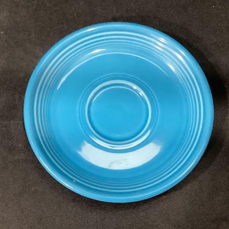 Fiesta Homer Laughlin Peacock Blue Cup & Saucer, Set of 2 Fiestaware USA Pottery - Thumbnail 5