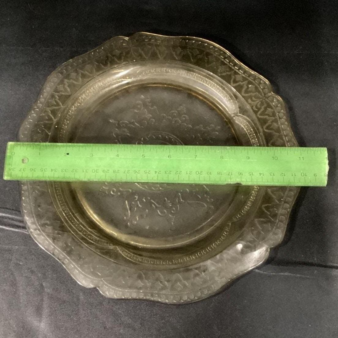 Vintage Yellow Clear Carnival Glass Plate 11" 1960's - Thumbnail 2