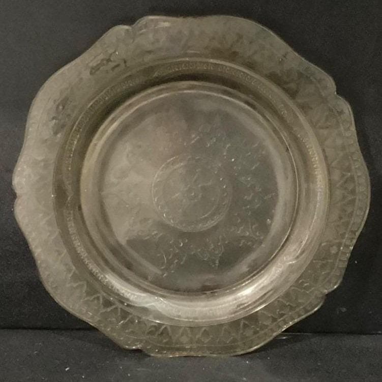 Vintage Yellow Clear Carnival Glass Plate 11" 1960's - Thumbnail 4