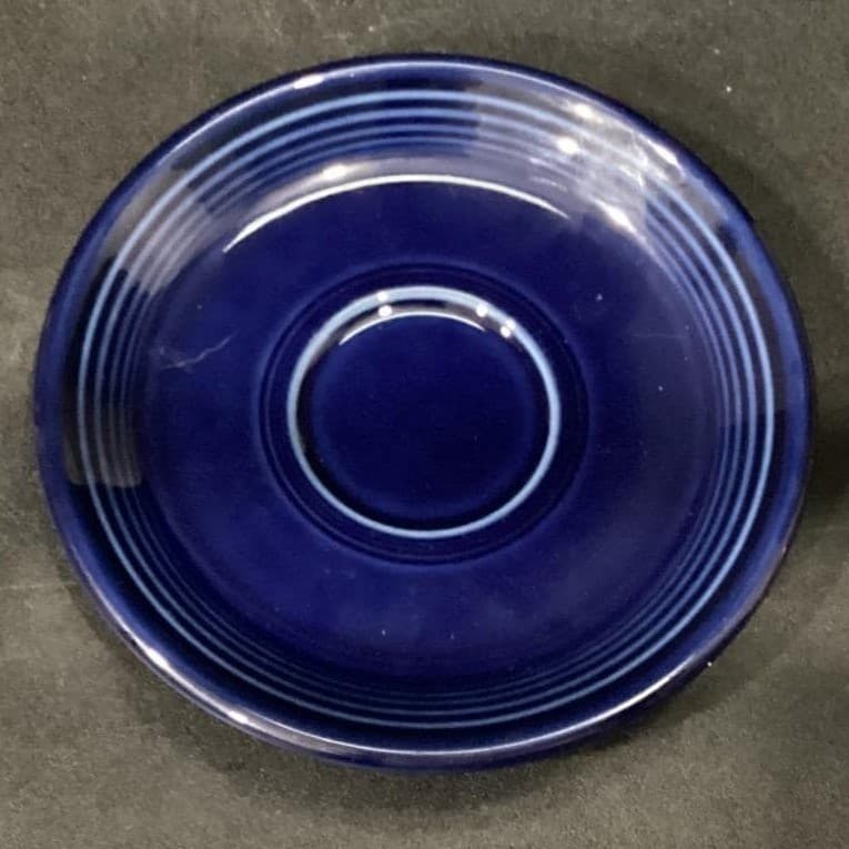Fiesta Homer Laughlin Cobalt Blue Cup & Saucers, Set of 2, Vintage USA Pottery - Thumbnail 5