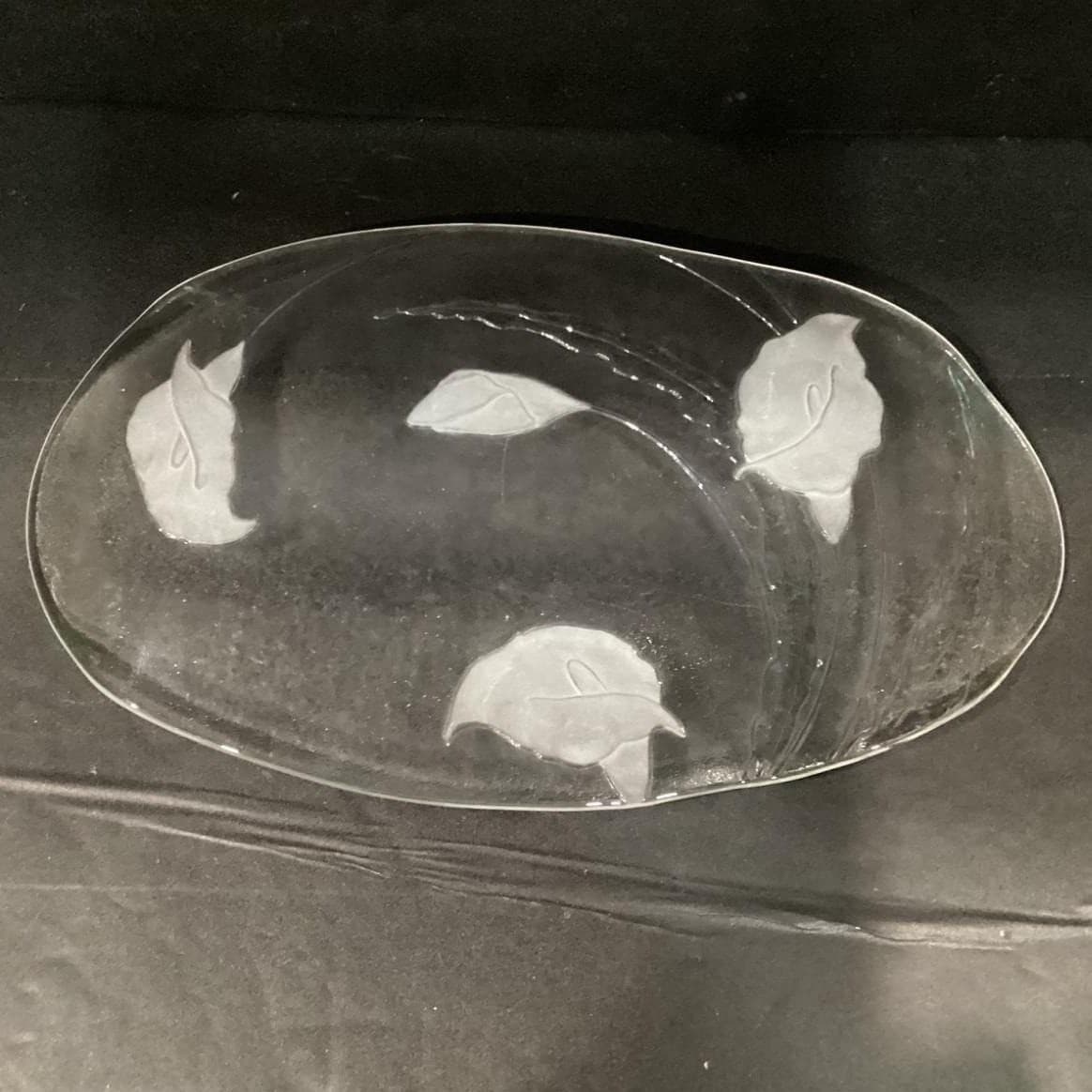 Vintage Smith Glass Handmade Tray Platter Frosted Cala Lily - Thumbnail 6