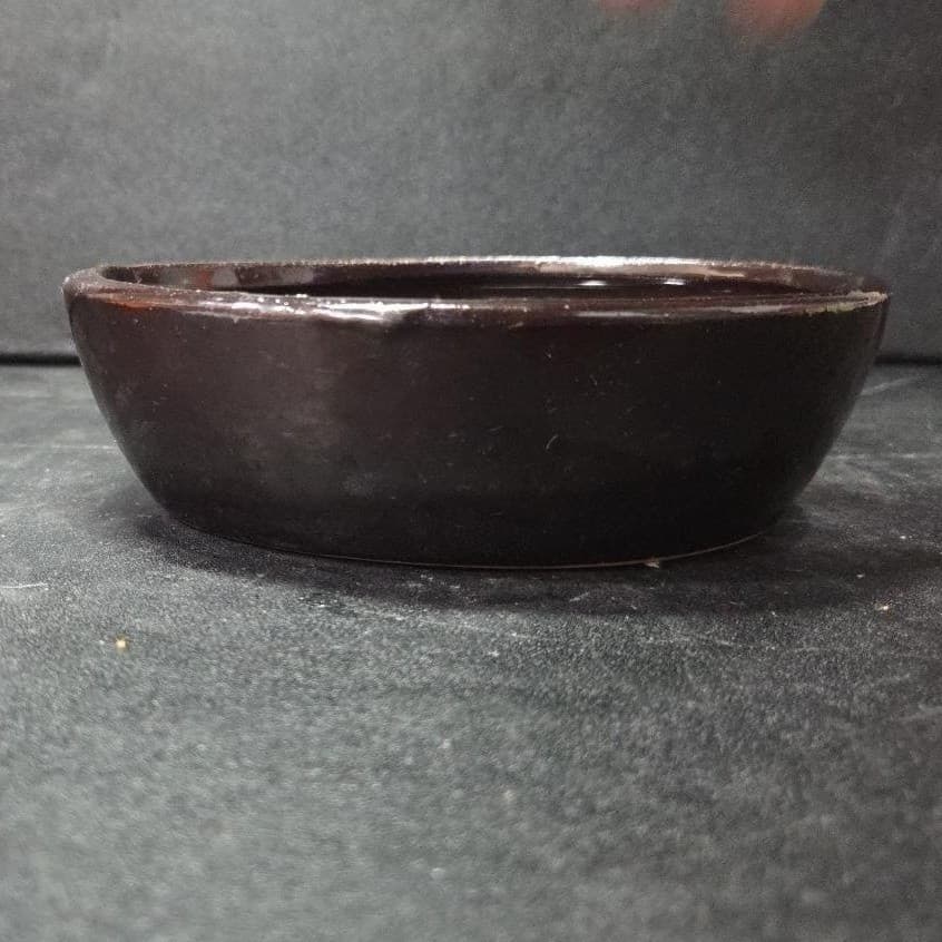 Ceramic Brown Artisan Pottery Oval Bowl, Vintage Handmade Rustic Trinket Dish - Thumbnail 4