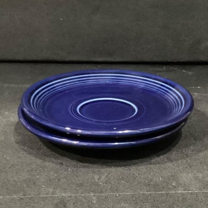 Fiesta Homer Laughlin Cobalt Blue Cup & Saucers, Set of 2, Vintage USA Pottery - Thumbnail 13