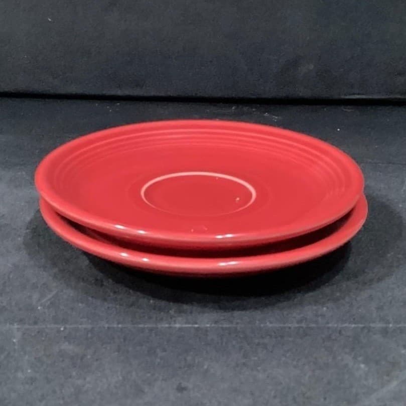 Fiesta Homer Laughlin Scarlet Red Cup & Saucers, Set of 2 FiestaWare USA Pottery - Thumbnail 12