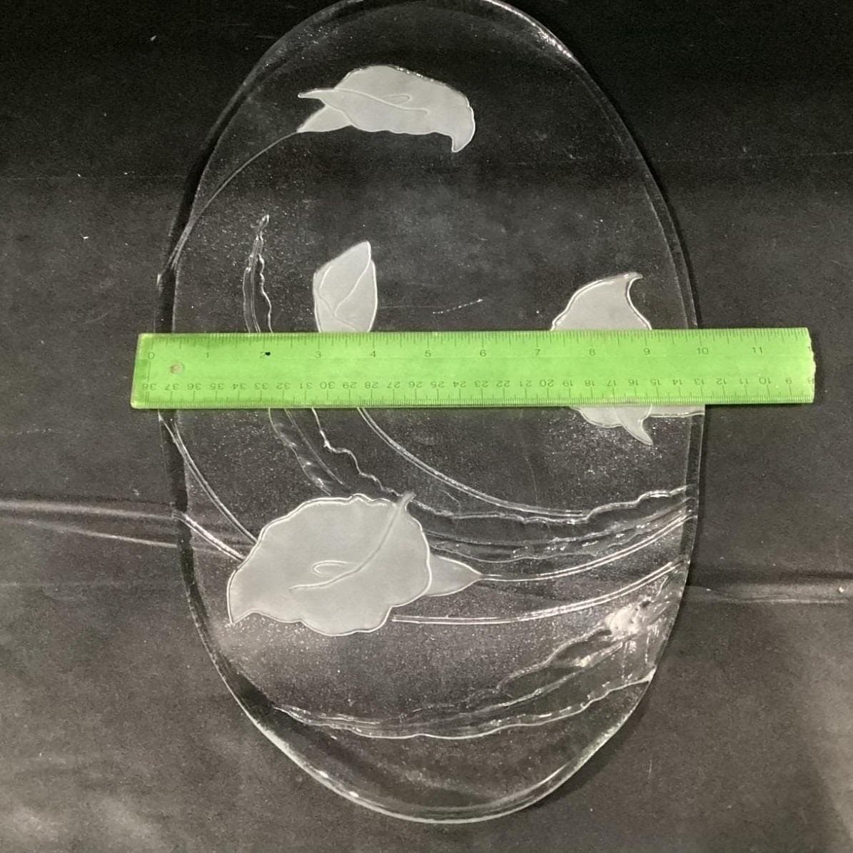 Vintage Smith Glass Handmade Tray Platter Frosted Cala Lily - Thumbnail 3