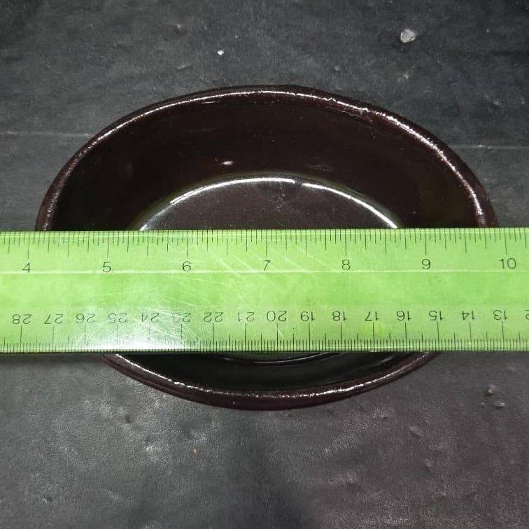 Ceramic Brown Artisan Pottery Oval Bowl, Vintage Handmade Rustic Trinket Dish - Thumbnail 9