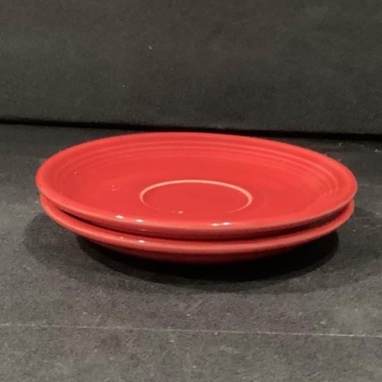 Fiesta Homer Laughlin Scarlet Red Cup & Saucers, Set of 2 FiestaWare USA Pottery - Thumbnail 15