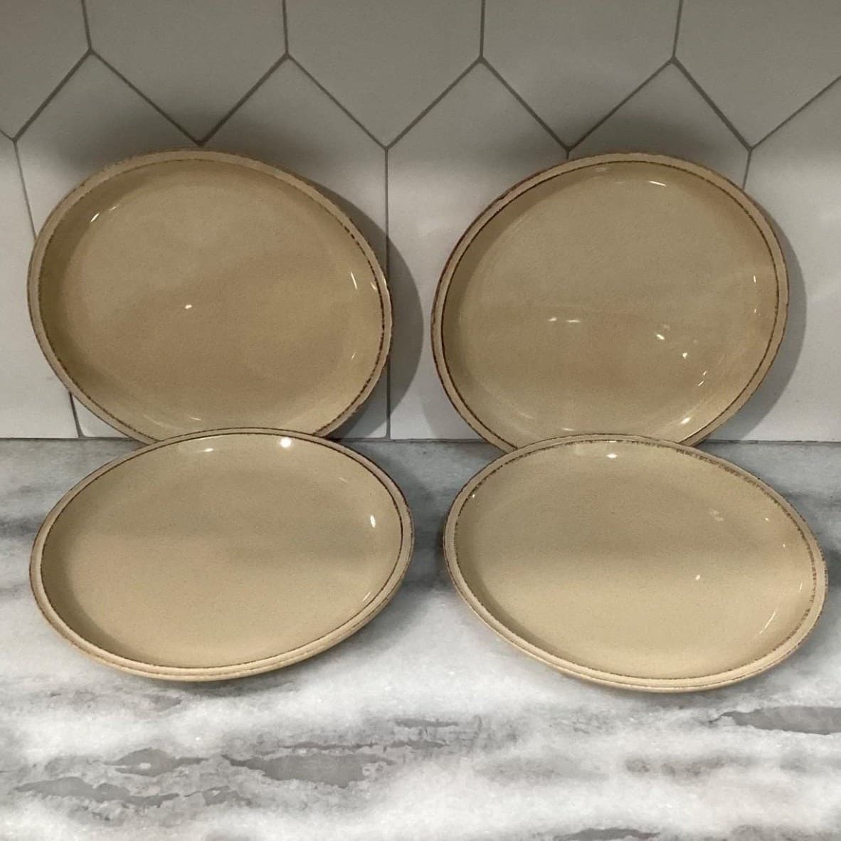 Better Homes & Gardens Sutton Salad Plates, Set of 4, Tan Brown Dinnerware - Thumbnail 2