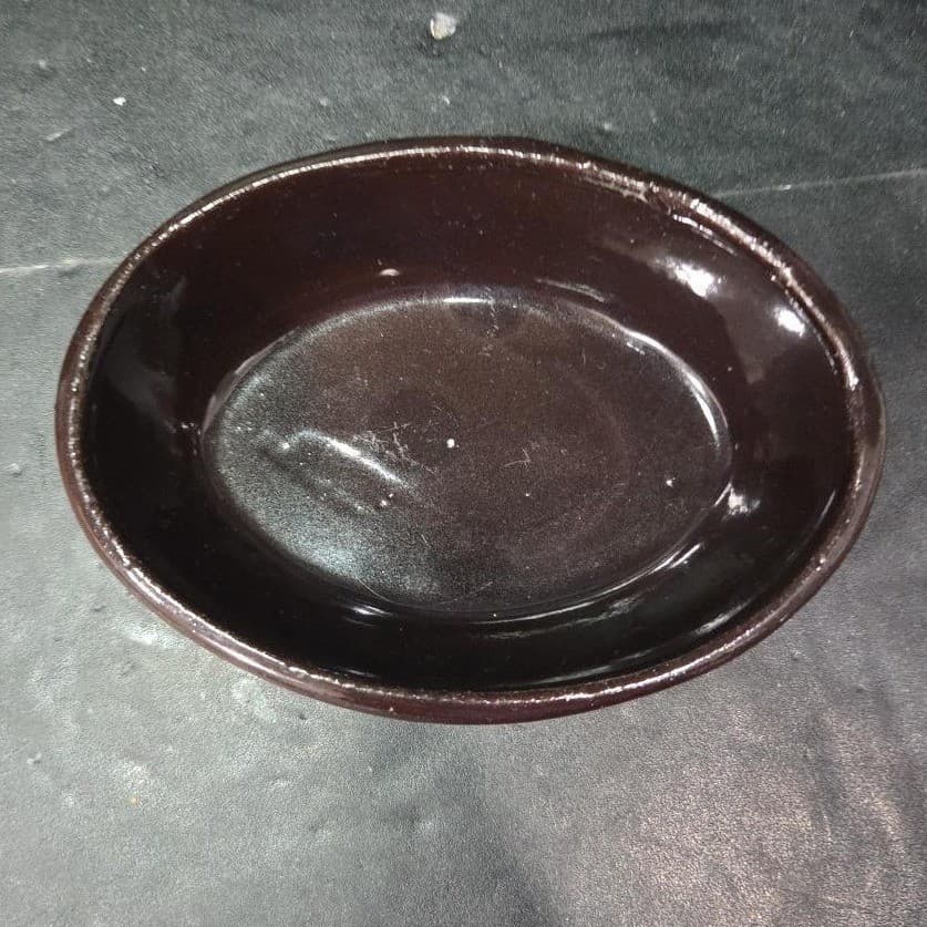 Ceramic Brown Artisan Pottery Oval Bowl, Vintage Handmade Rustic Trinket Dish - Thumbnail 7