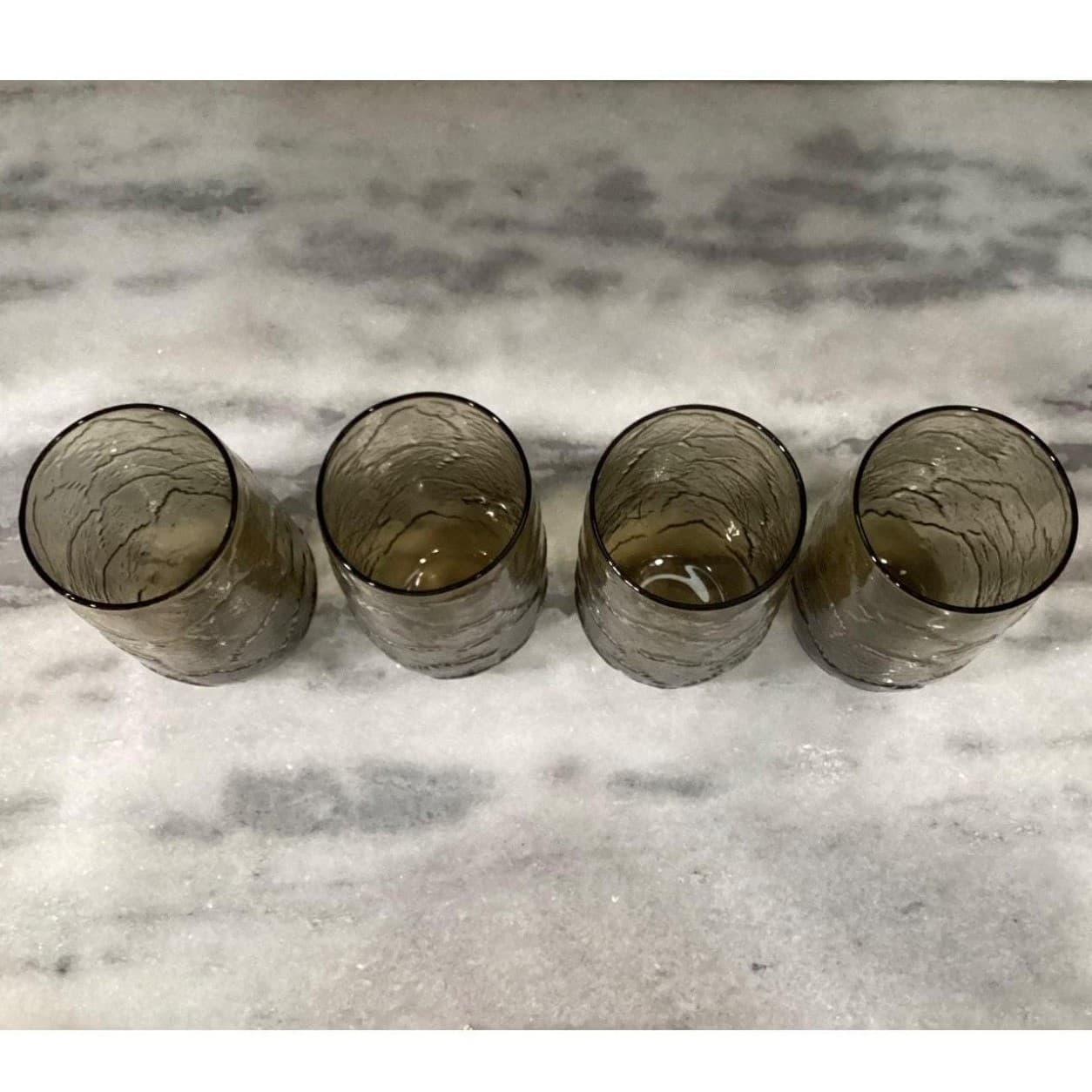 Anchor Hocking Sherwood Spicy Brown Flat Tumblers, Set of 4 Vintage Leaf Pattern - Thumbnail 4