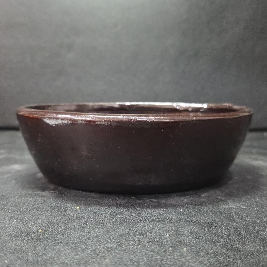 Ceramic Brown Artisan Pottery Oval Bowl, Vintage Handmade Rustic Trinket Dish - Thumbnail 2