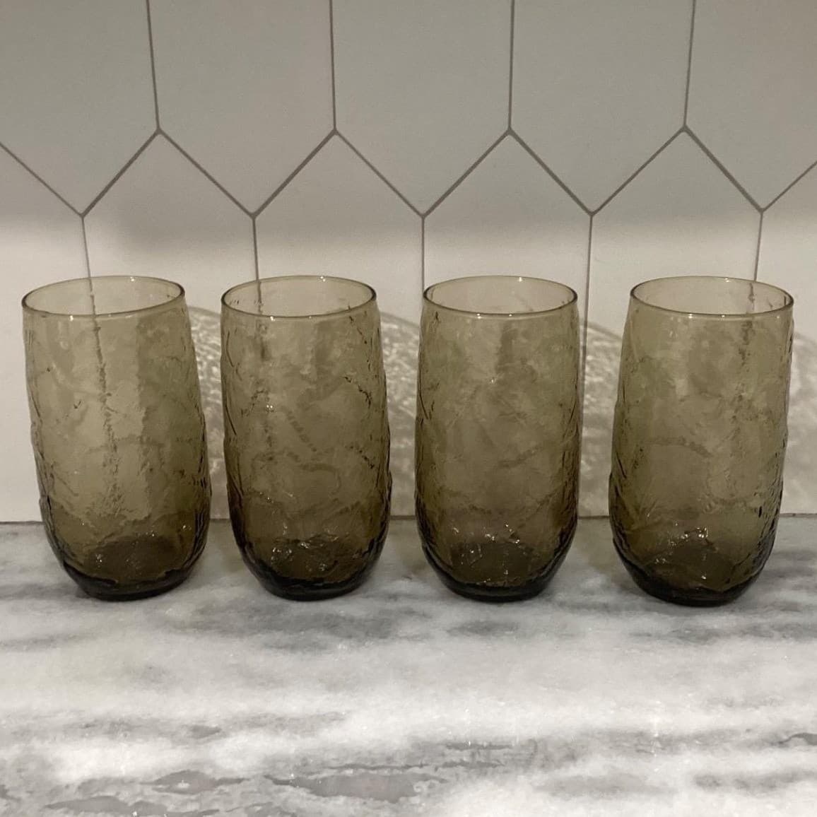 Anchor Hocking Sherwood Spicy Brown Flat Tumblers, Set of 4 Vintage Leaf Pattern - Thumbnail 9