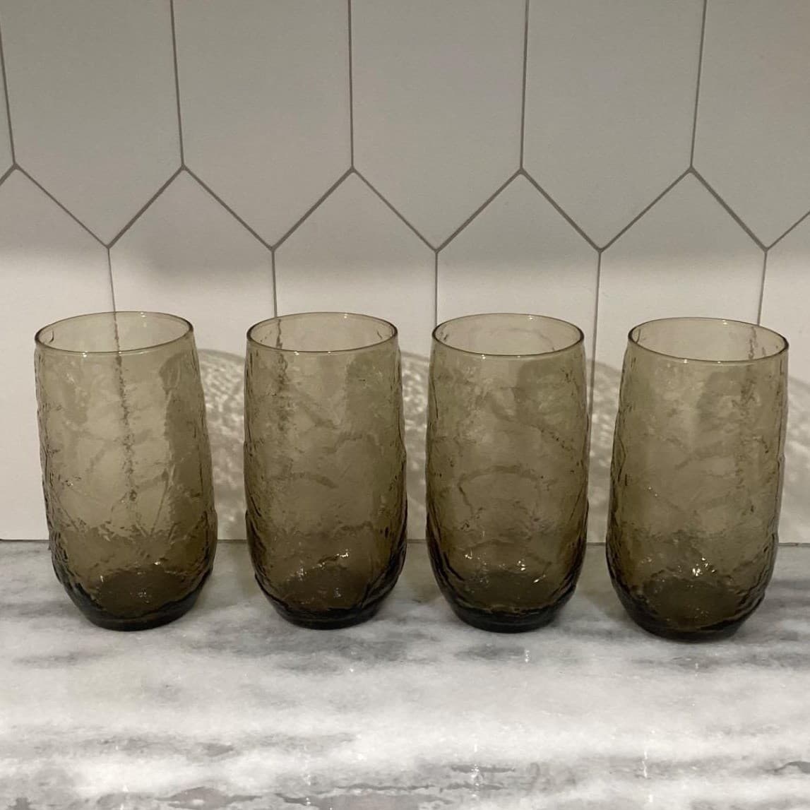 Anchor Hocking Sherwood Spicy Brown Flat Tumblers, Set of 4 Vintage Leaf Pattern - Thumbnail 11