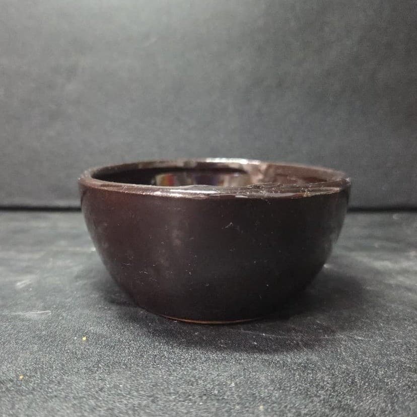 Ceramic Brown Artisan Pottery Oval Bowl, Vintage Handmade Rustic Trinket Dish - Thumbnail 3